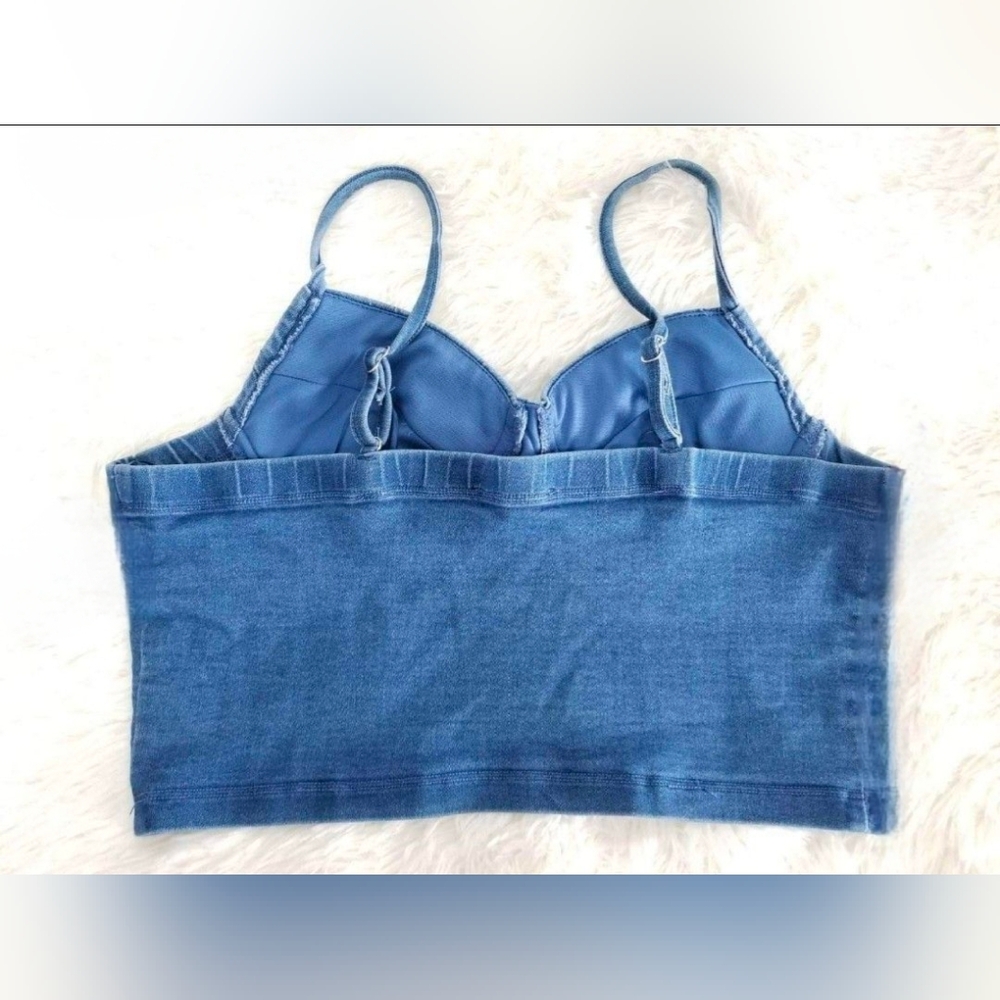 Haute Monde Denim Rhinestone Crop Top & Skirt - Picture 10 of 15